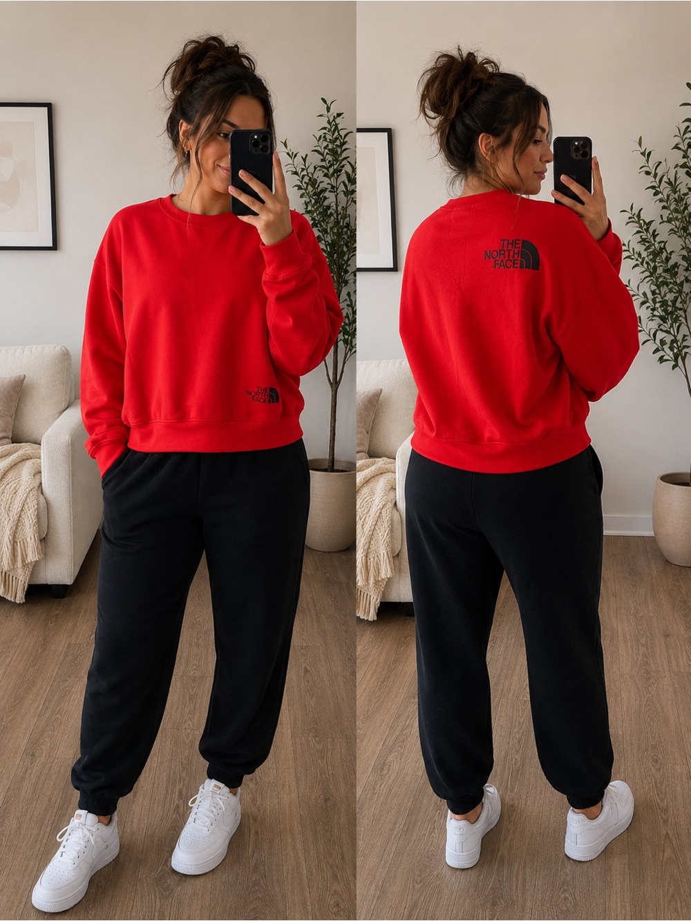 The North Face Red orange large Crewneck Sweatshirt